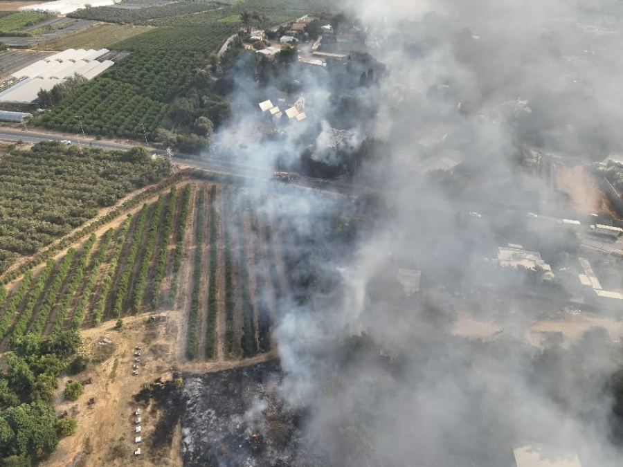 السيطرة على الحريق في الطريق 553 من تل موند إلى عين فيرد